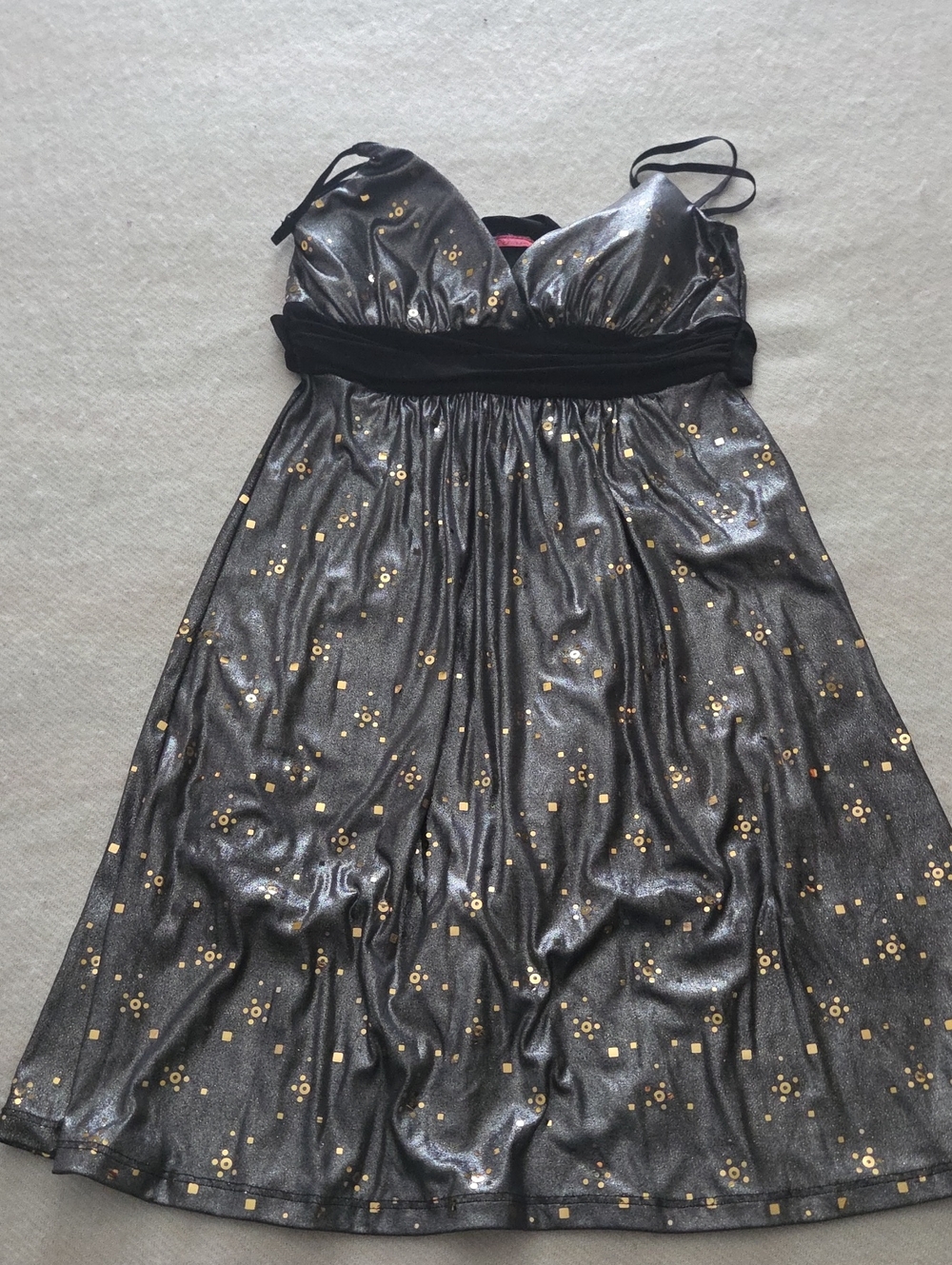 Shimmery Black and Gold Accent Asymmetrical Women's Dress